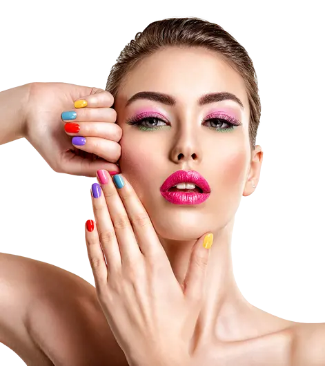 beautiful fashion woman with a colored nails